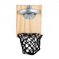 Décapsuleur mural basketball en bois 8x5xH20cm