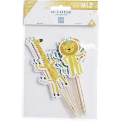 Décoration gâteau anniversaire pique thème animaux sauvages 12 pièces