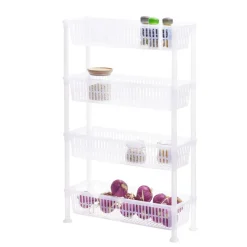 Desserte 4 niveaux plastique transparent 50x19,5xH82cm