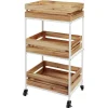 Desserte à roulette en bois design cagette naturel 3 niveaux