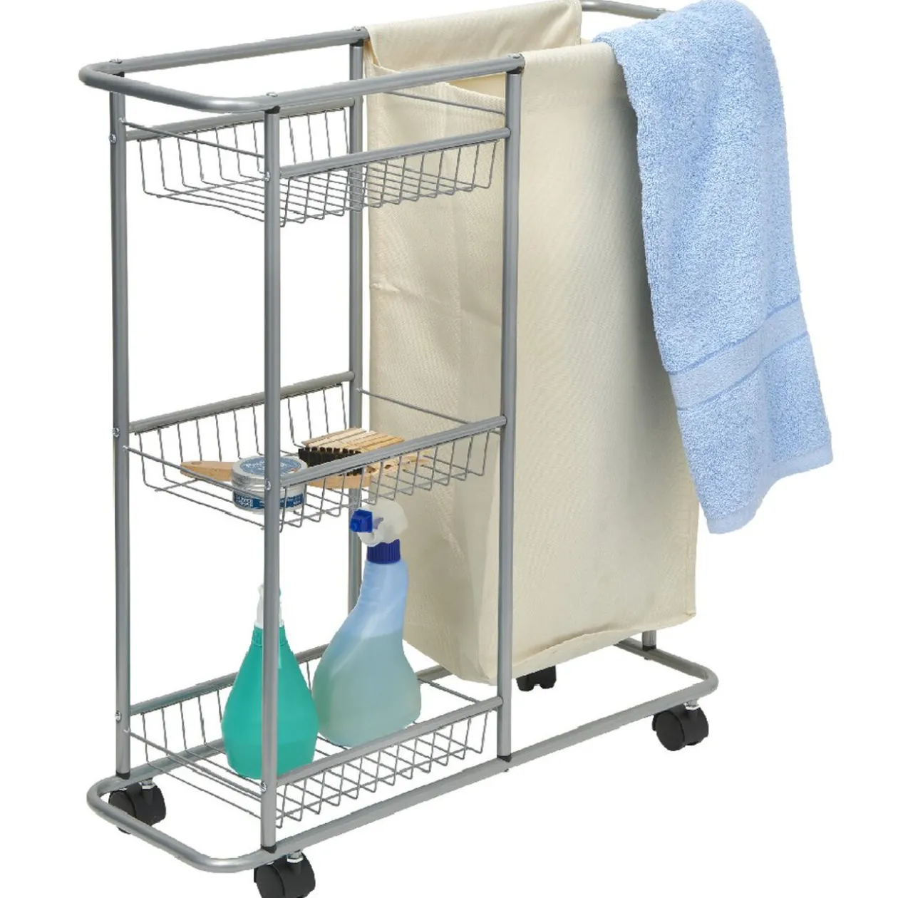 Desserte de buanderie 3 étages gris