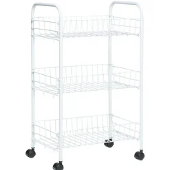 Desserte de cuisine 3 niveaux blanc