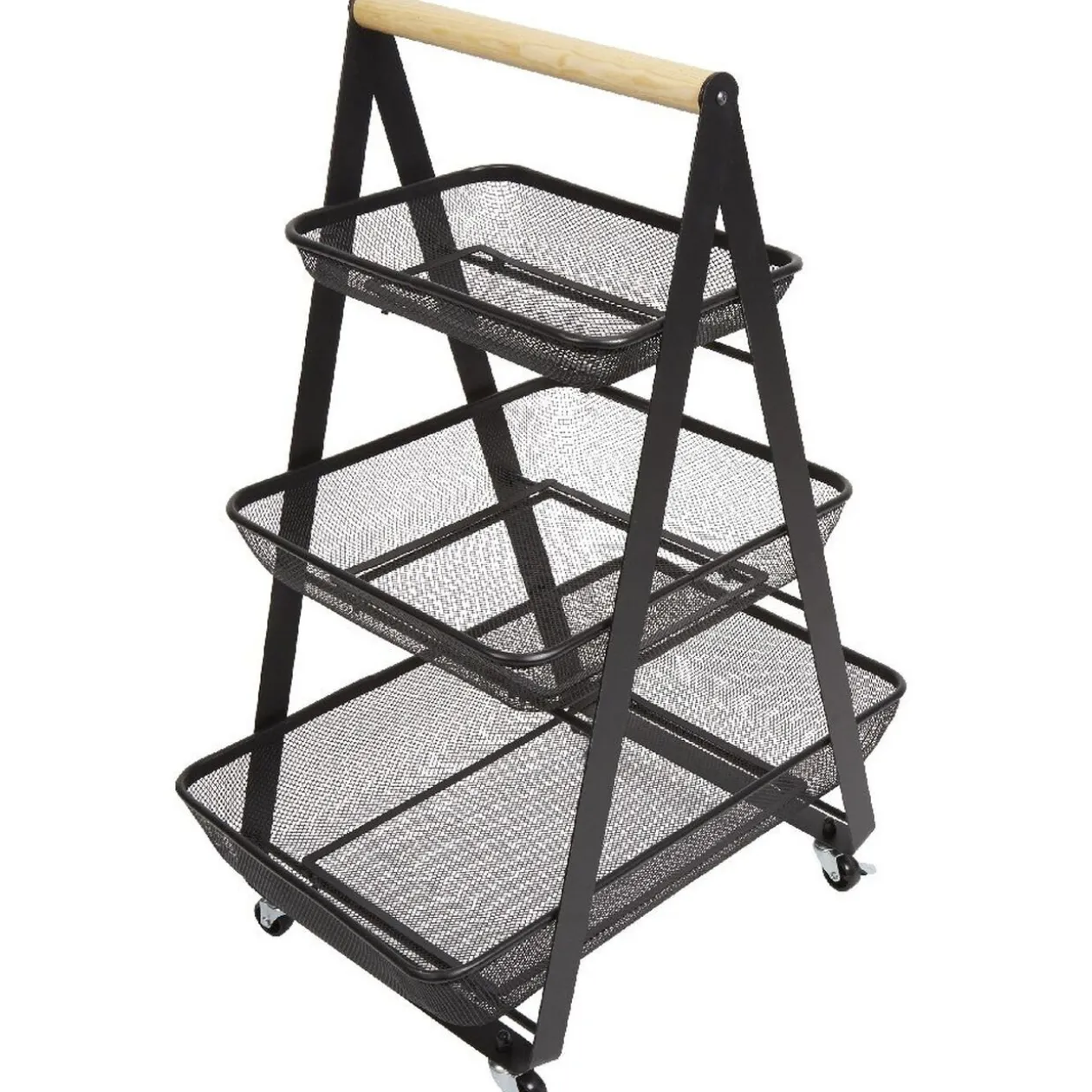 Desserte de cuisine 3 paniers métal noir