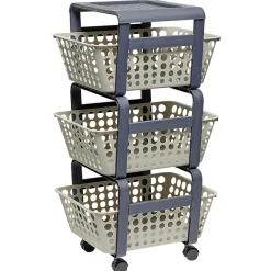 Desserte de rangement 3 niveaux gris clair et foncé