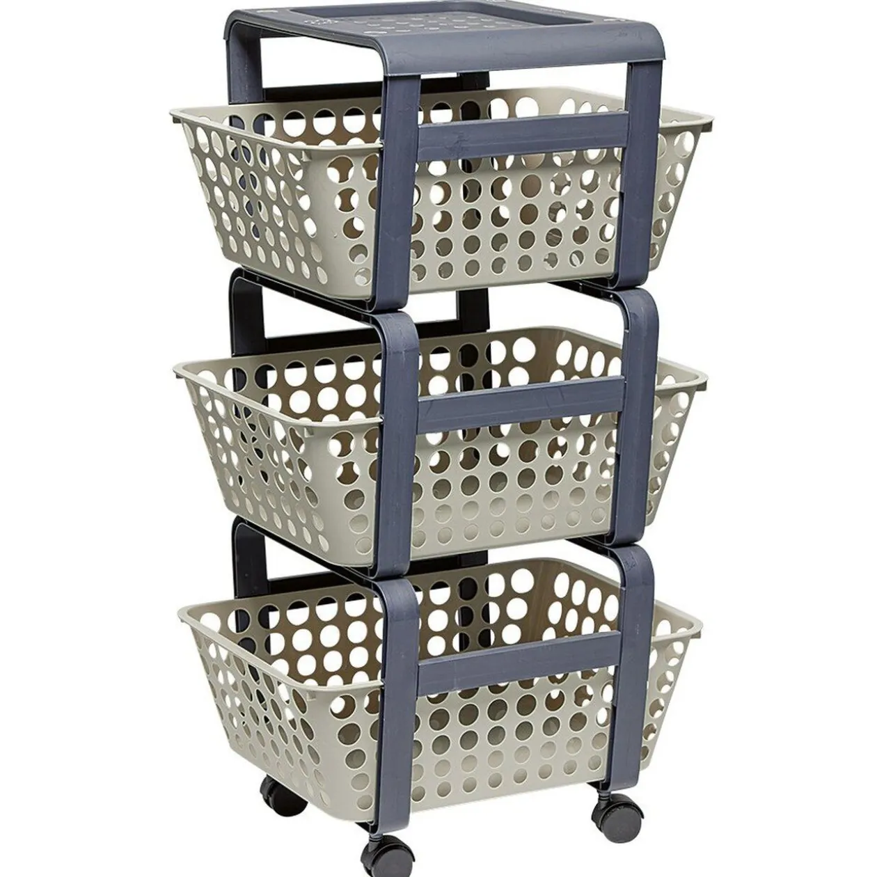 Desserte de rangement 3 niveaux gris clair et foncé