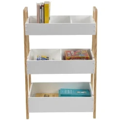 Desserte meuble de rangement 3 niveaux blanc naturel