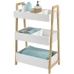 Desserte meuble de rangement 3 niveaux blanc naturel