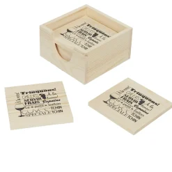 Dessous de verre bois x8 avec boîte de rangement