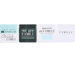 Dessous de verre Famille forme carrée x4