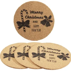 Dessous de verre liège design Noël inscription Merry Christmas x4