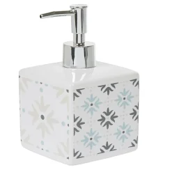 Distributeur à savon blanc design carreau de ciment