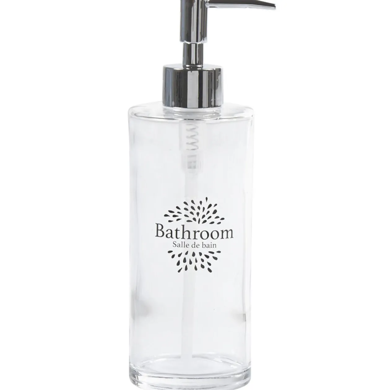 Distributeur à savon design fleur avec inscription bathroom