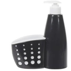 Distributeur de liquide vaisselle avec compartiment à éponge noir