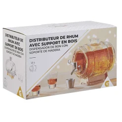 Distributeur de rhum avec socle en bois 1,5 L