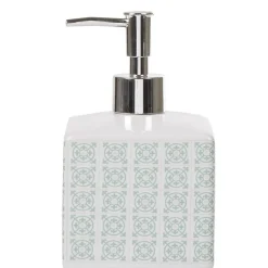 Distributeur de savon céramique carreau de ciment blanc vert