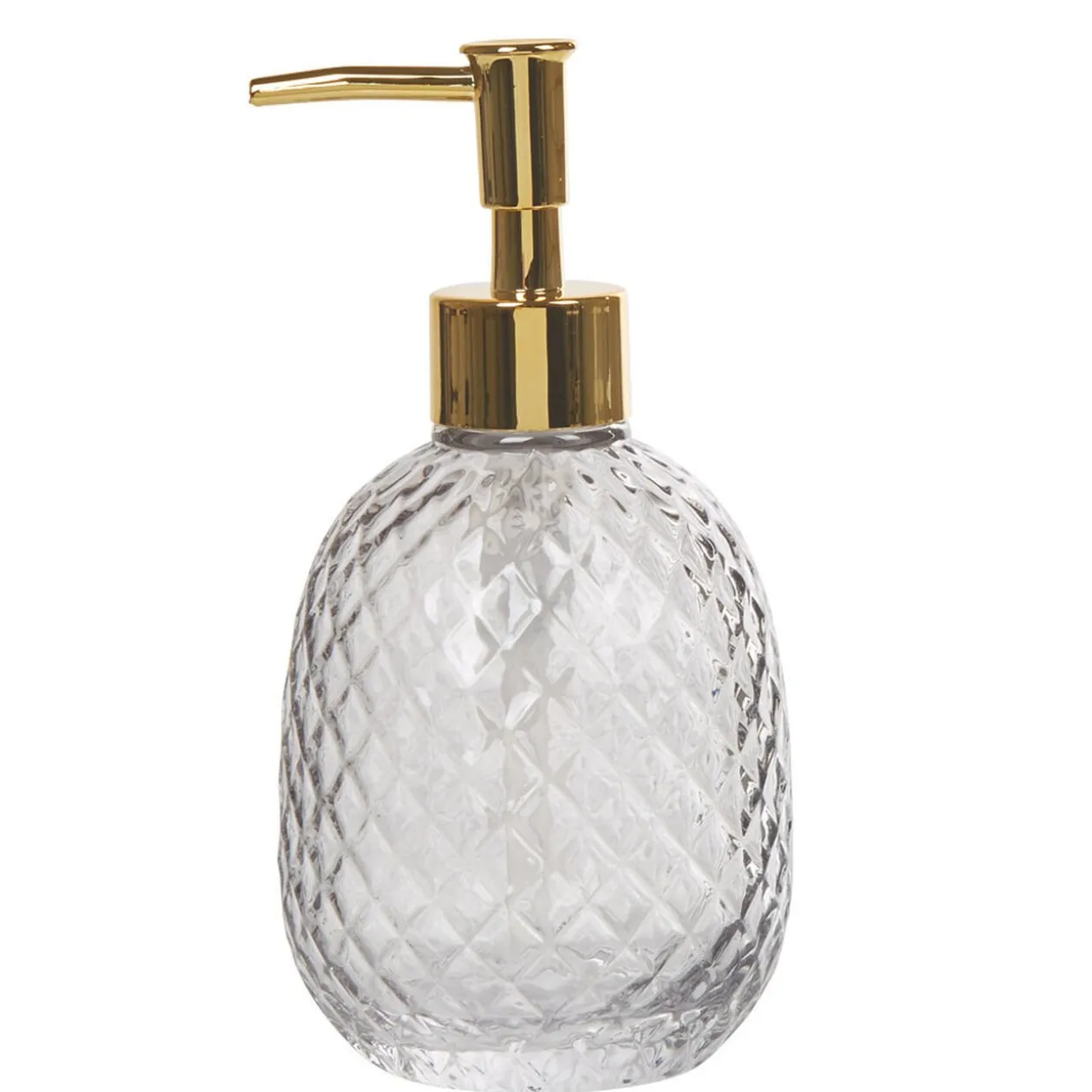 Distributeur savon liquide rond verre gris doré