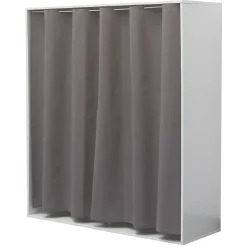 Dressing sous pente penderie 2 niches rideau gris bois blanc