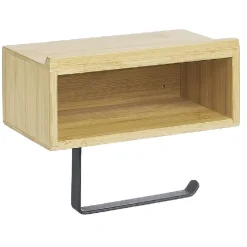 Dérouleur papier WC avec support téléphone en bambou