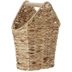 Dérouleur papier WC bois avec panière imitation osier tressé