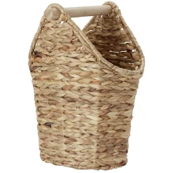 Dérouleur papier WC bois avec panière imitation osier tressé