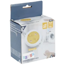 Enrouleur corde à linge rétractable 8 m jaune et blanc