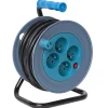 Enrouleur de câble compact 15 m multiprises x4 bleu et noir