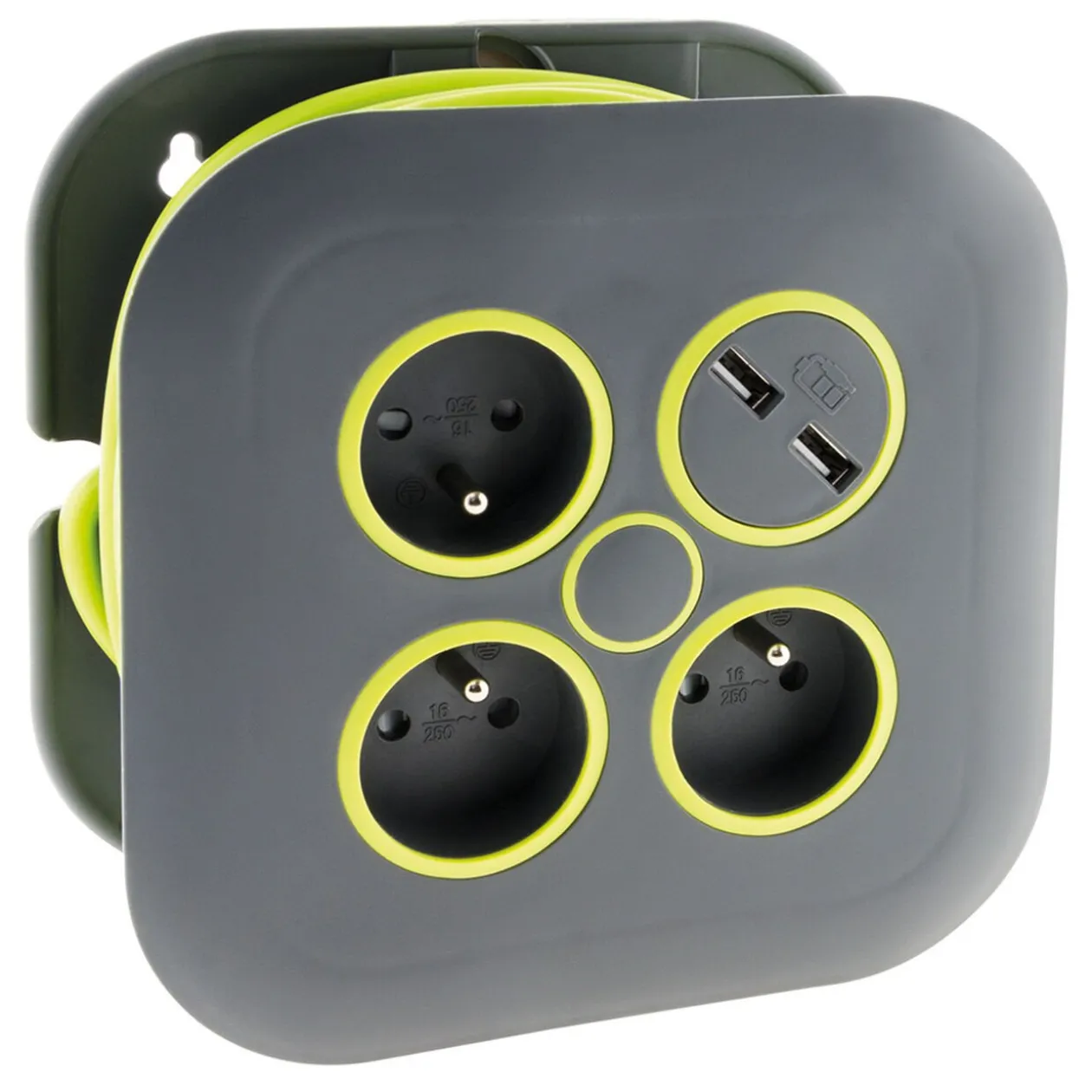 Enrouleur 7M - 3 prises 16A+2USB