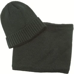Ensemble Bonnet et Tour de cou en acrylique polyester noir