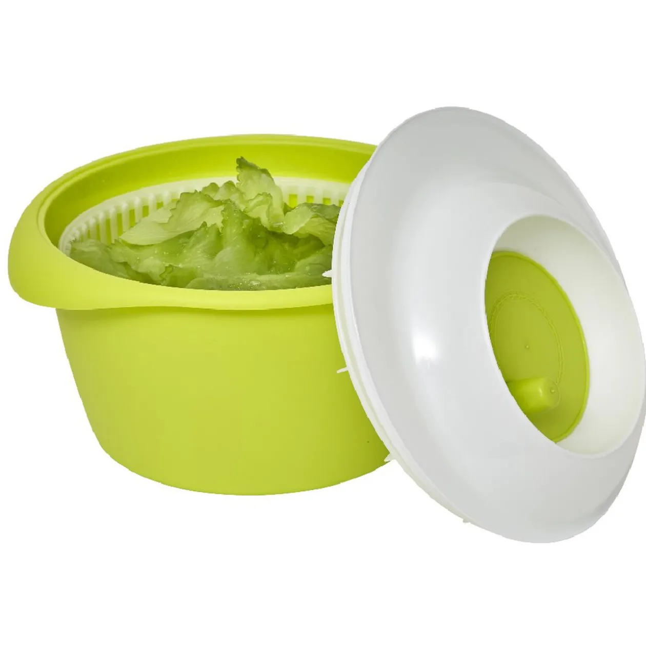Essoreuse à salade verte et blanche