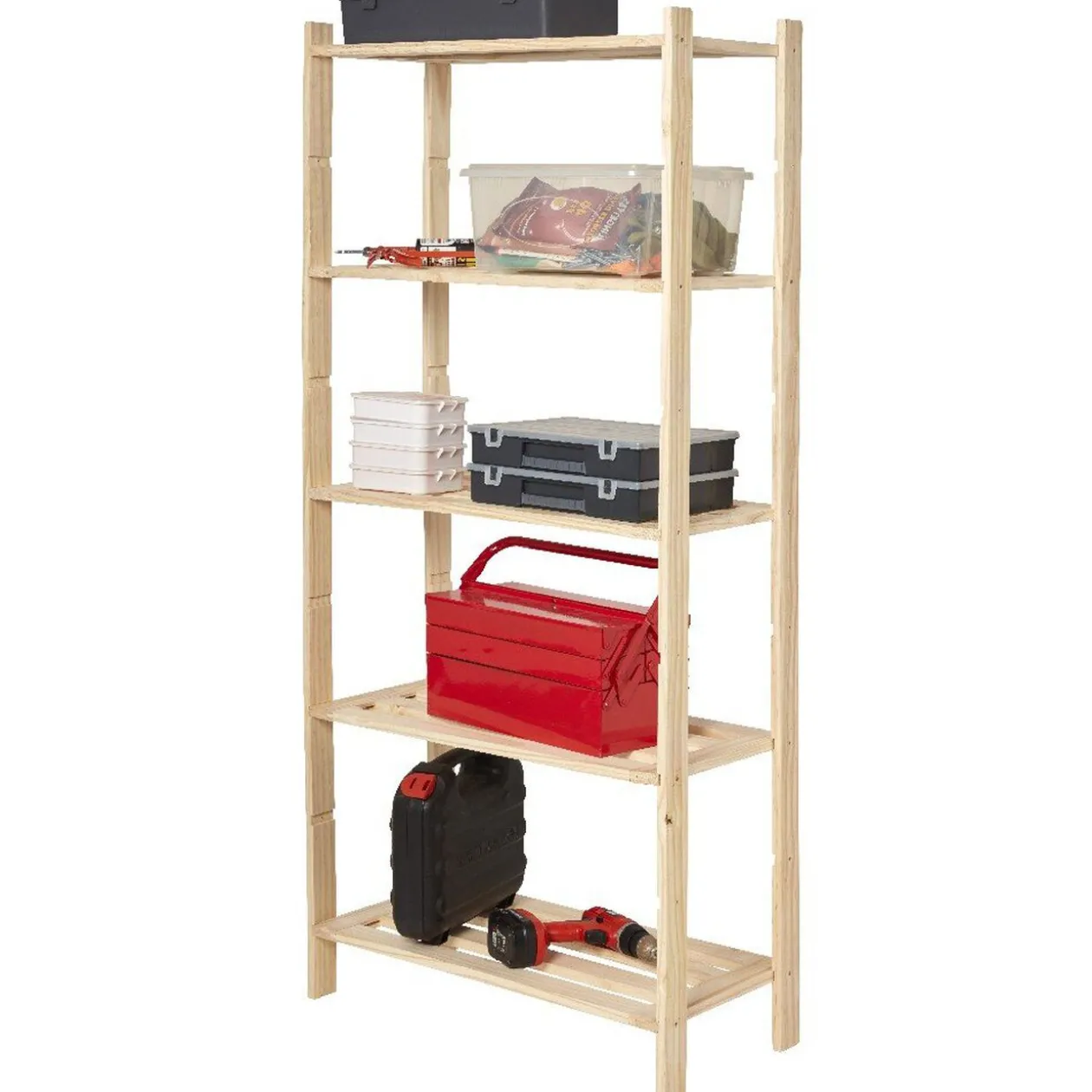 Etagère 5 niveaux en pin naturel