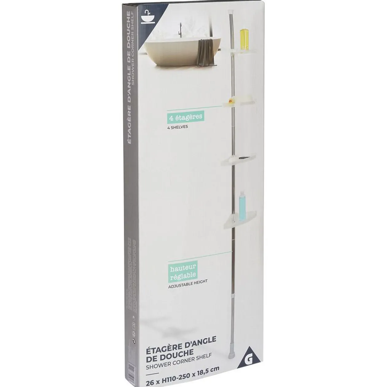 Etagère d'angle de douche 4 niveaux