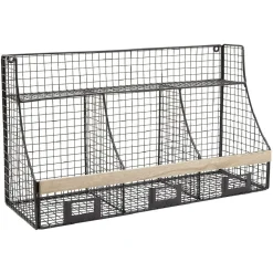 Etagère mural 3 casiers métal noir et naturel