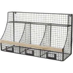 Etagère mural 3 casiers métal noir et naturel