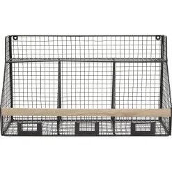 Etagère mural 3 casiers métal noir et naturel