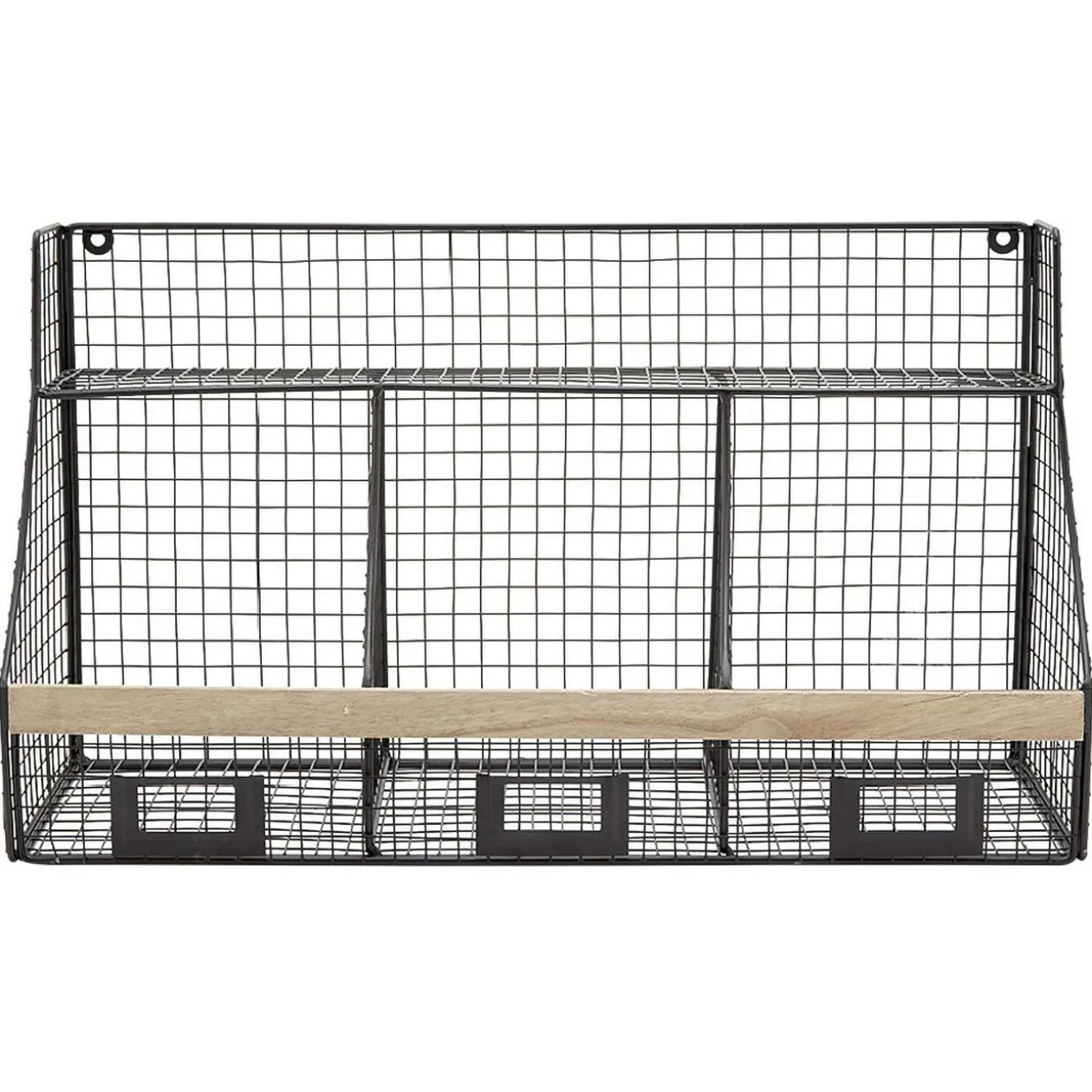 Etagère mural 3 casiers métal noir et naturel