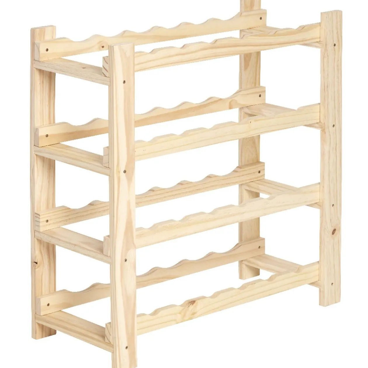 Etagère porte bouteille 4 niveaux en pin naturel