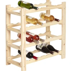 Etagère porte bouteille 4 niveaux en pin naturel