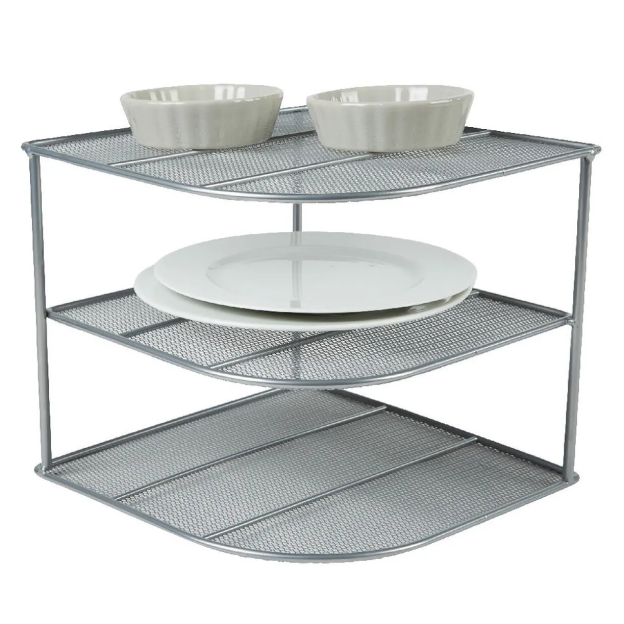 Etagère porte-assiettes argentée