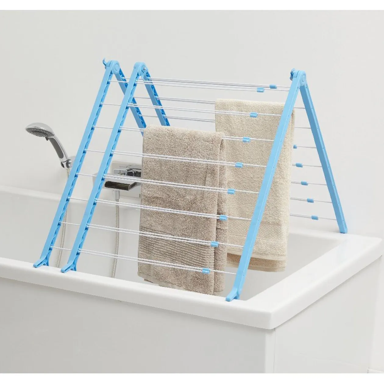Etendoir à linge baignoire extensible bleu