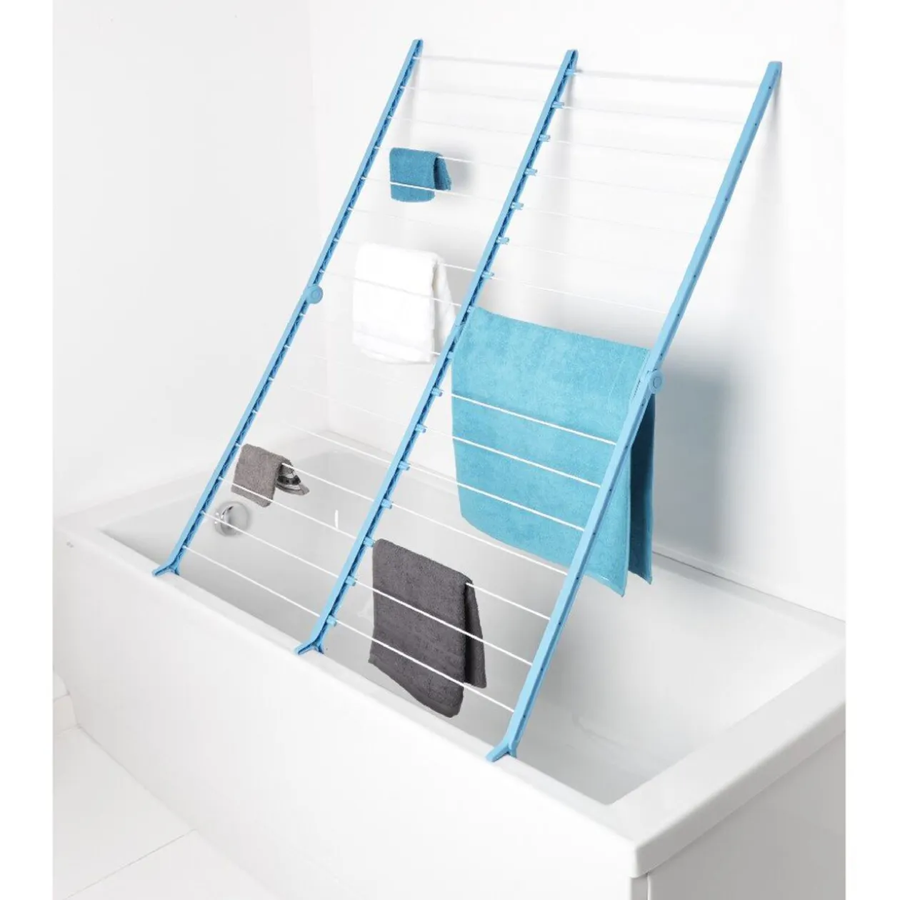 Etendoir à linge baignoire extensible bleu