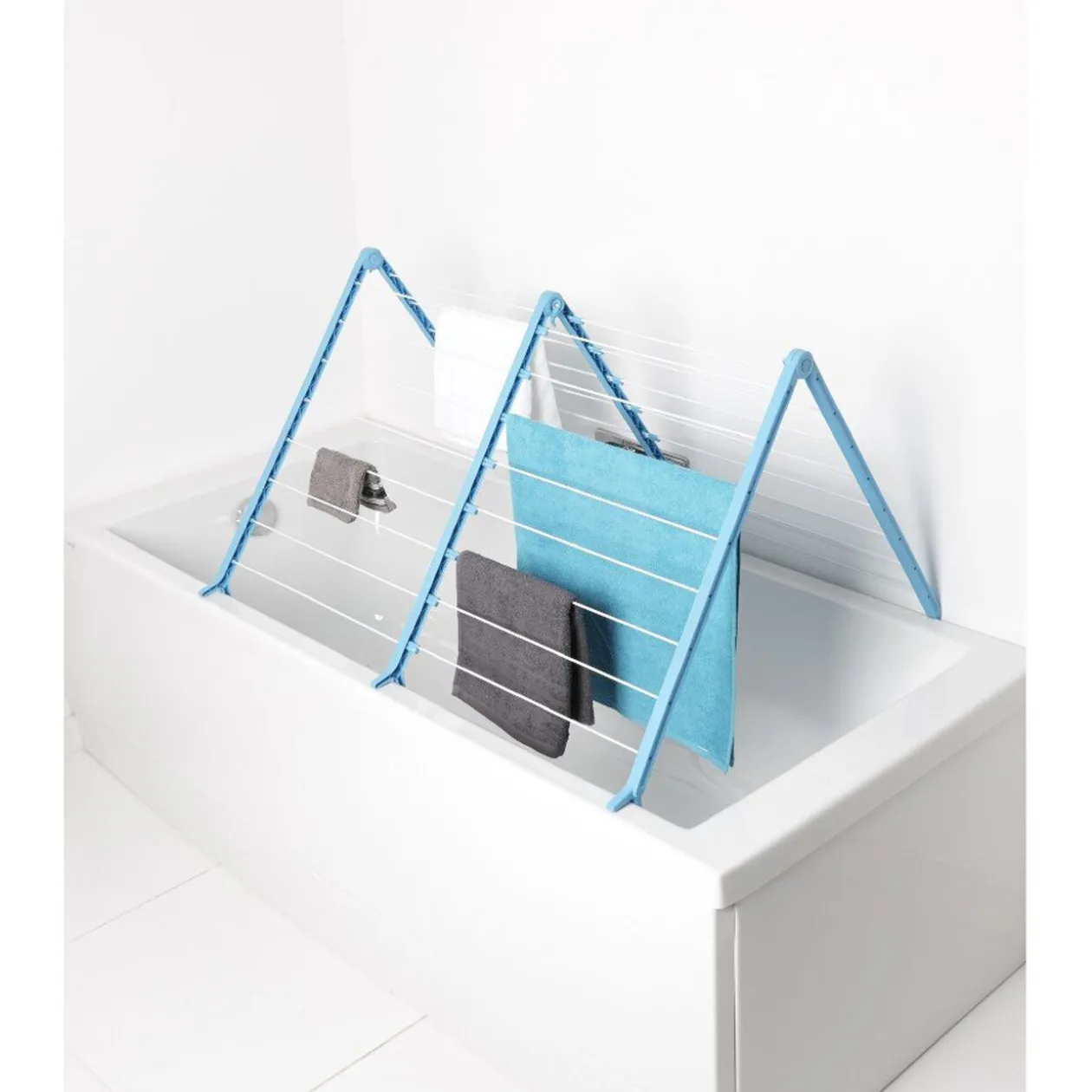 Etendoir à linge baignoire extensible bleu
