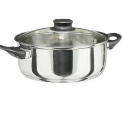 Faitout anti adhésif inox couvercle en verre