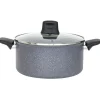 Faitout Tefal aluminium effet pierre avec couvercle verre Ø 24 cm