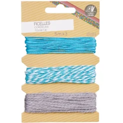 Ficelle bleu blanc L. 5 m x3