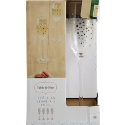 Flûte à champagne pois doré x4