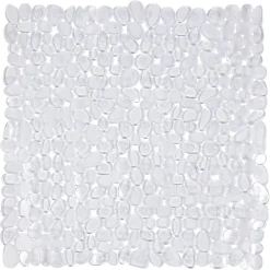 Fond de douche carré design galet pvc transparent