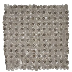 Fond de douche carré gris effet galets