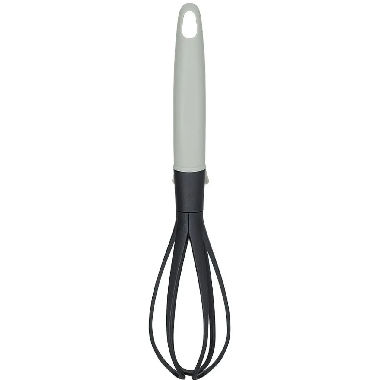 Fouet de cuisine avec accroche rebord noir et gris