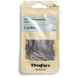 50g pointes tête homme acier brut - 1,1x20 mm