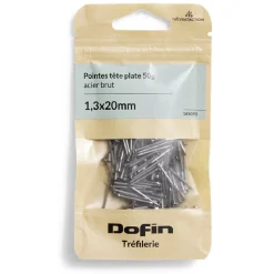 50g pointes tête homme acier brut - 1,3x20 mm